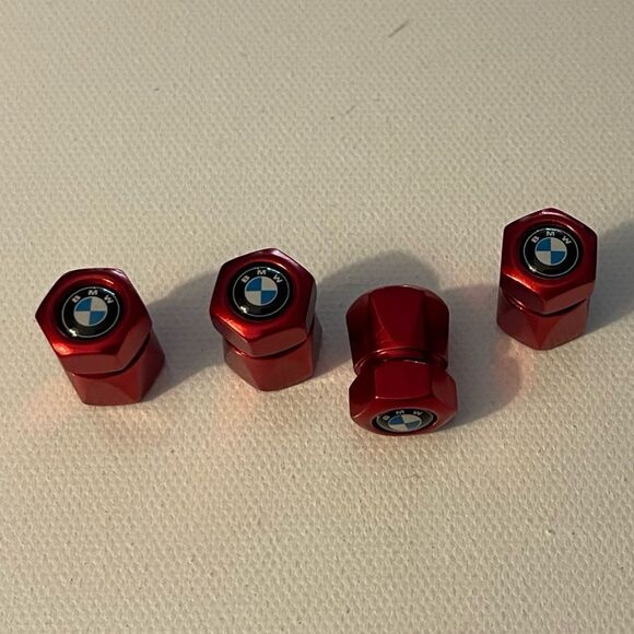 BMW Valve Stem Caps in Red Set of 4 NWT - Picture 2 of 4